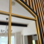 Tomi - Metal Arched Lattice Window Mirror | 95cm x 120cm | Black & Gold