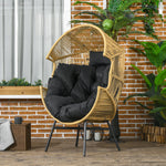 Rattan Leisure Chair W/ Cushion, Garden Egg Chair W/headrest | Brown