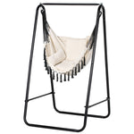 Patio Hammock Chair With Stand,  Cushion, Armrest, Hooks | Cream