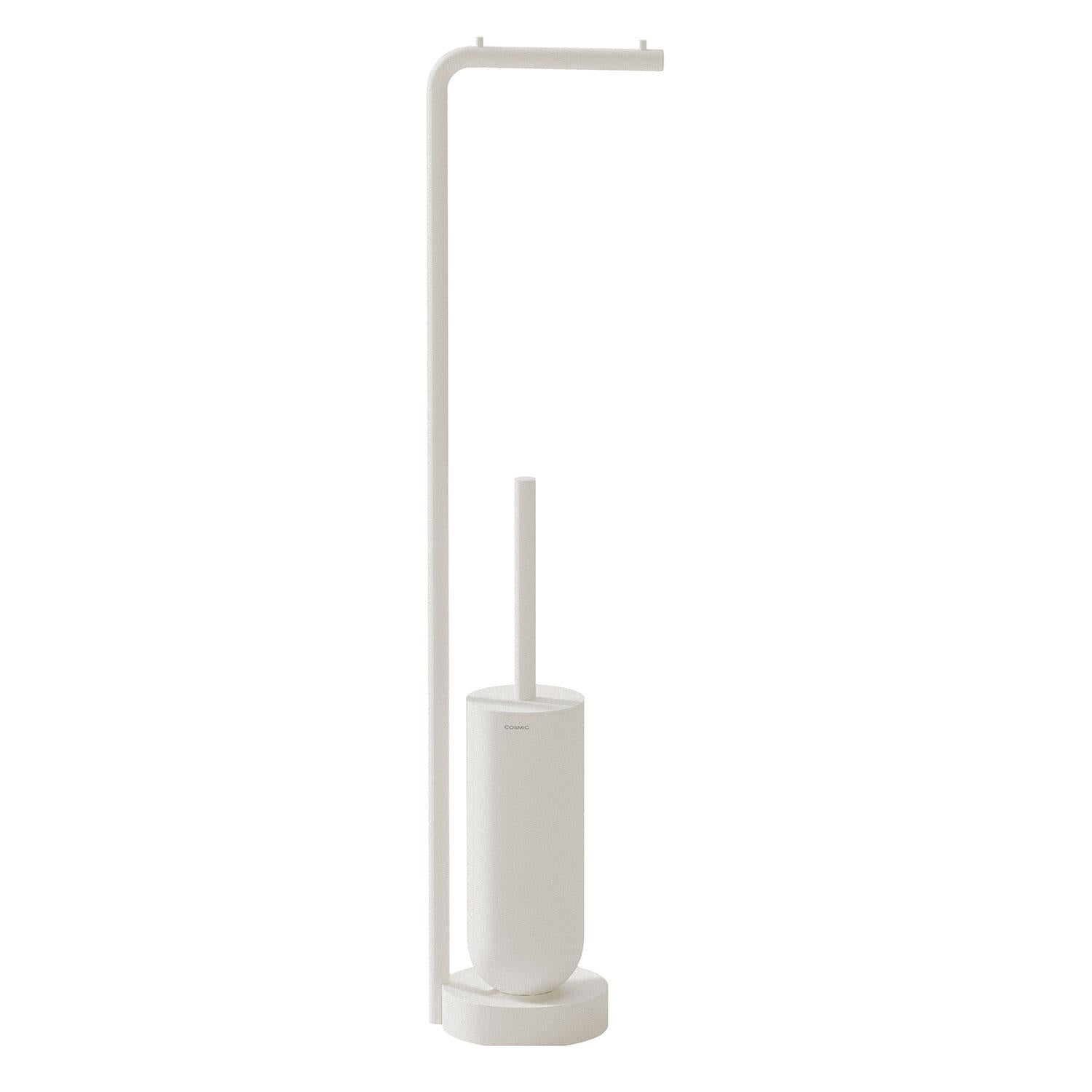 Toilet Brush With Toilet Roll Holder, Matt White, Geyser Collection | Matte White
