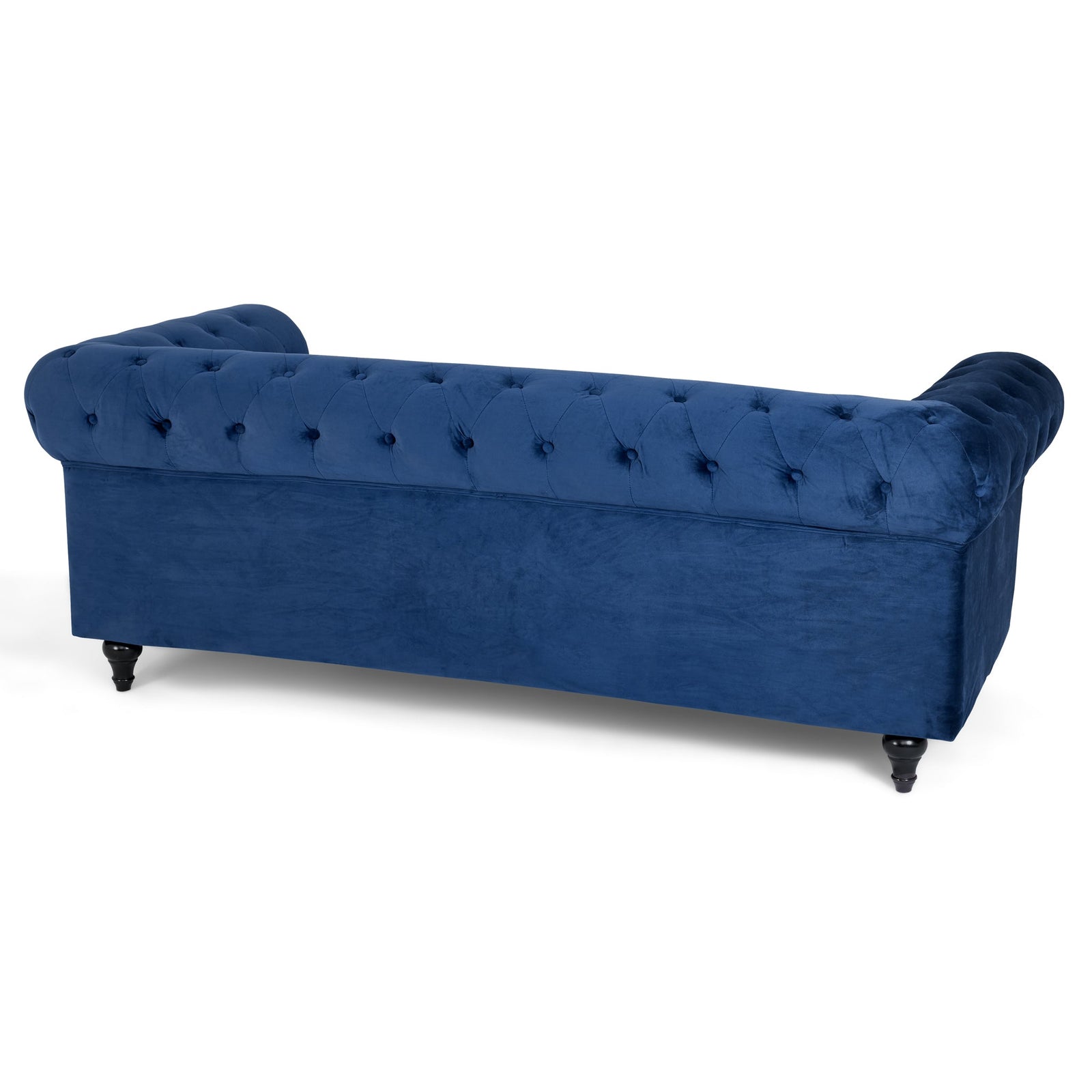 Button Tufted Velvet Living Room Sofa - 3 Seater | Blue