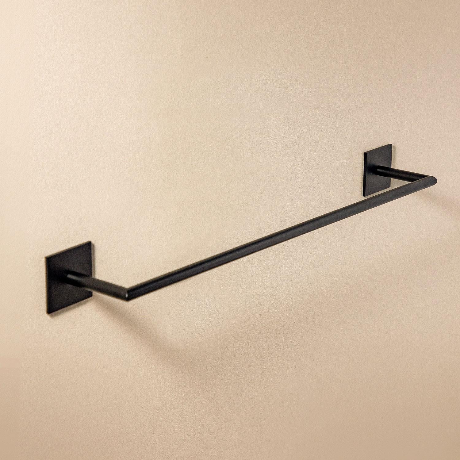 Towel Rail, 60cm, Self-adhesive, Black, Anti-corrosion, Stick Collection