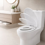 Futura Family Toilet Seat Soft Close White Oval, Bulit In Child Seat, Kids & Toddler Friendly, Quick Release, Top & Bottom Fixings