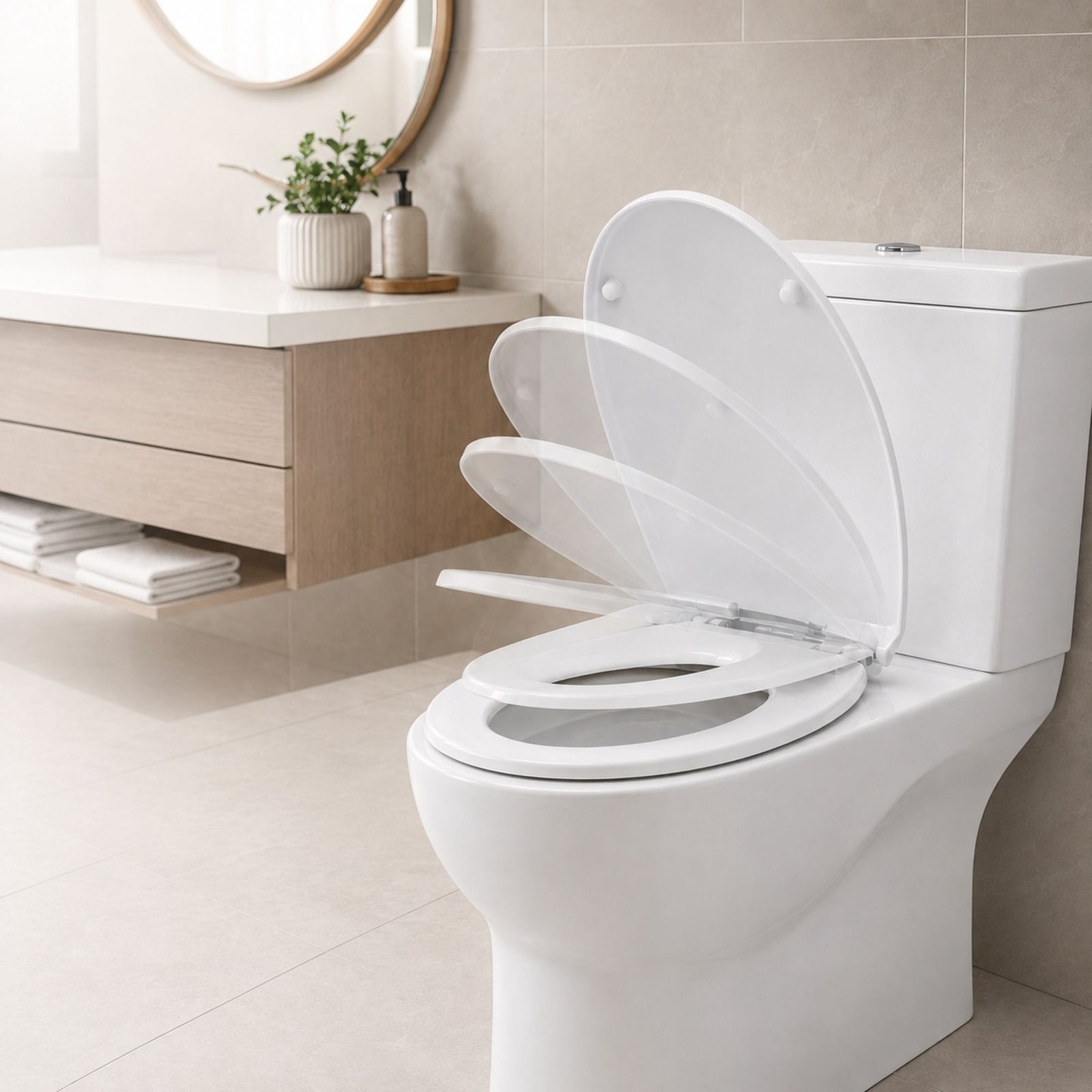 Futura Family Toilet Seat Soft Close White Oval, Bulit In Child Seat, Kids & Toddler Friendly, Quick Release, Top & Bottom Fixings