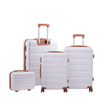 4pcs Color-block Lockable Travel Suitcase Set | White