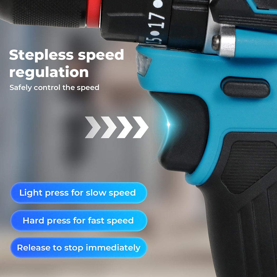 96 In 1 Cordless Electric Drill Set Driver Screwdriver Rechargeable | Blue