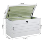 350l Lockable Steel Storage Box – Weatherproof Outdoor Garden Tool Chest Durable Waterproof Yard Storage Container | White