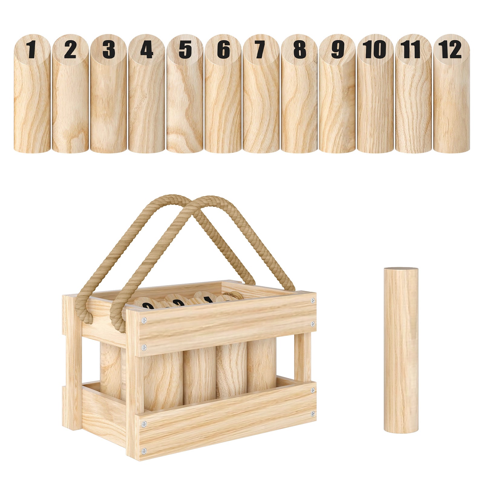 Molkky Wooden Skittles Game With Carrying Box