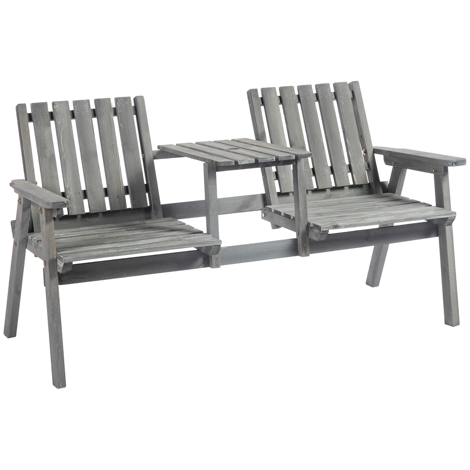 2-seater Wooden Garden Bench W/ Armrest