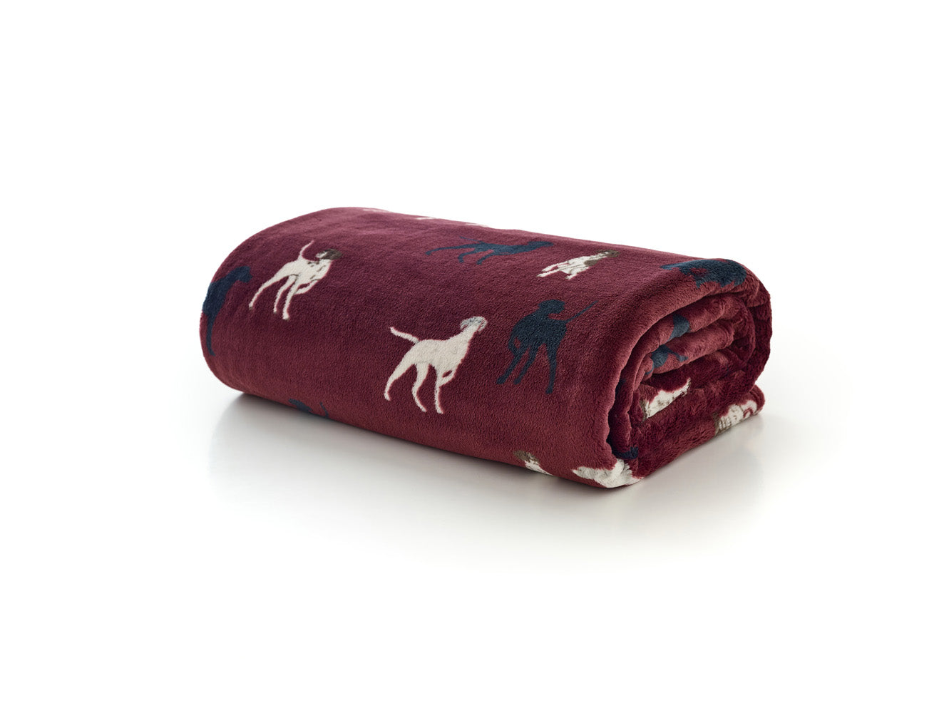 Hounds Printed Soft Throw Burgundy – 140x180cm Plush Decorative Blanket | 140cm x 180cm | Burgundy