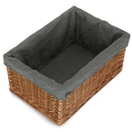 Double Steamed Grey Cotton Lined Willow Storage Baskets | Large | Gray