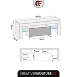 Floe Tv Unit 130cm With Led Lights | White