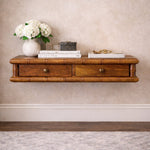 Bamboo Wall-mounted Console, 2 Drawers, Brown