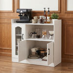 Breeins Wooden Sideboard Storage Cabinet With Microwave Counter Display