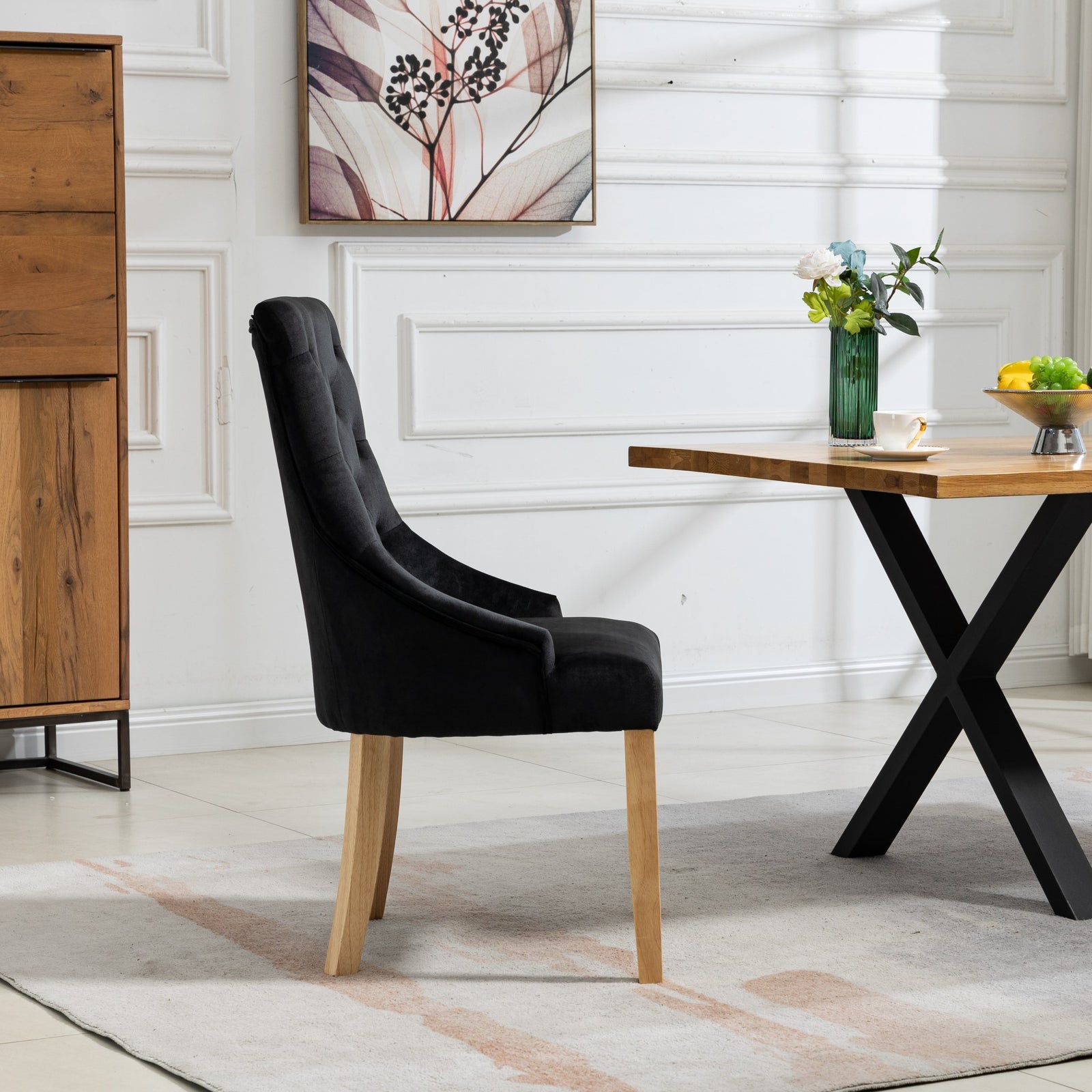 Set Of 2 Ravenna Velvet Dining Chairs | Black