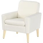Accent Chair With Wood Legs Wide Seat Teddy Armchair