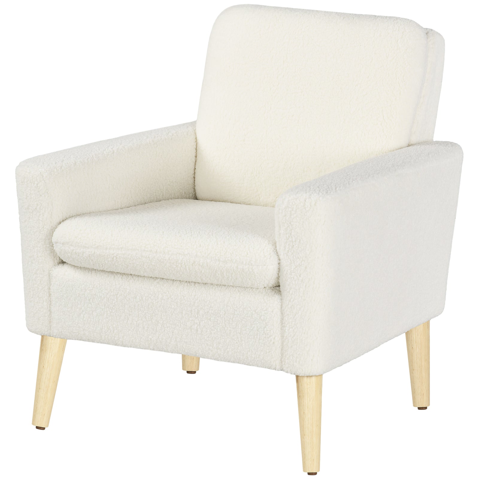 Accent Chair With Wood Legs Wide Seat Teddy Armchair