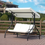 3 Seater Canopy Swing Chair Porch Hammock Bed Rocking Bench | Cream