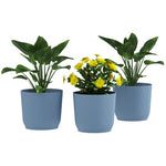 Round Plant Pots Outdoor 22cm For Garden Decoration | Set of 3 | Blue