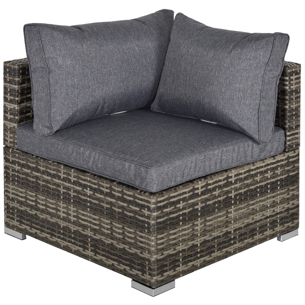 Pe Rattan Wicker Corner Sofa Garden Single Sofa Chair | Dark Gray