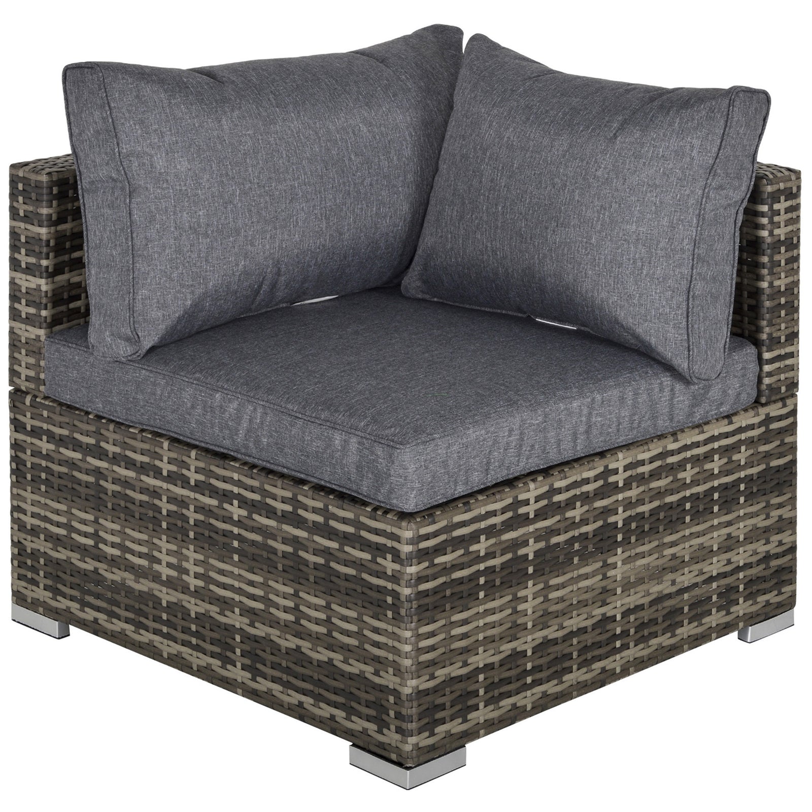 Pe Rattan Wicker Corner Sofa Garden Single Sofa Chair | Dark Gray
