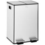 2 X 28l Dual Kitchen Bin Pedal Bin For Recycling And Waste | Silver