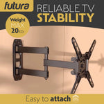 Universal Tv Wall Bracket Mount For 13-43 Inch Tvs, Tilt, Swivel & 90 Rotation, Vesa 75x75mm To 200x200mm, 20kg Max Load