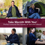 2-in-1 Heated Shawl & Blanket with Rechargeable Battery Pack | Navy Blue