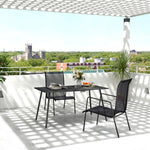 Garden Table For 4/6 Person W/ Slat Top, Steel | Large | Black