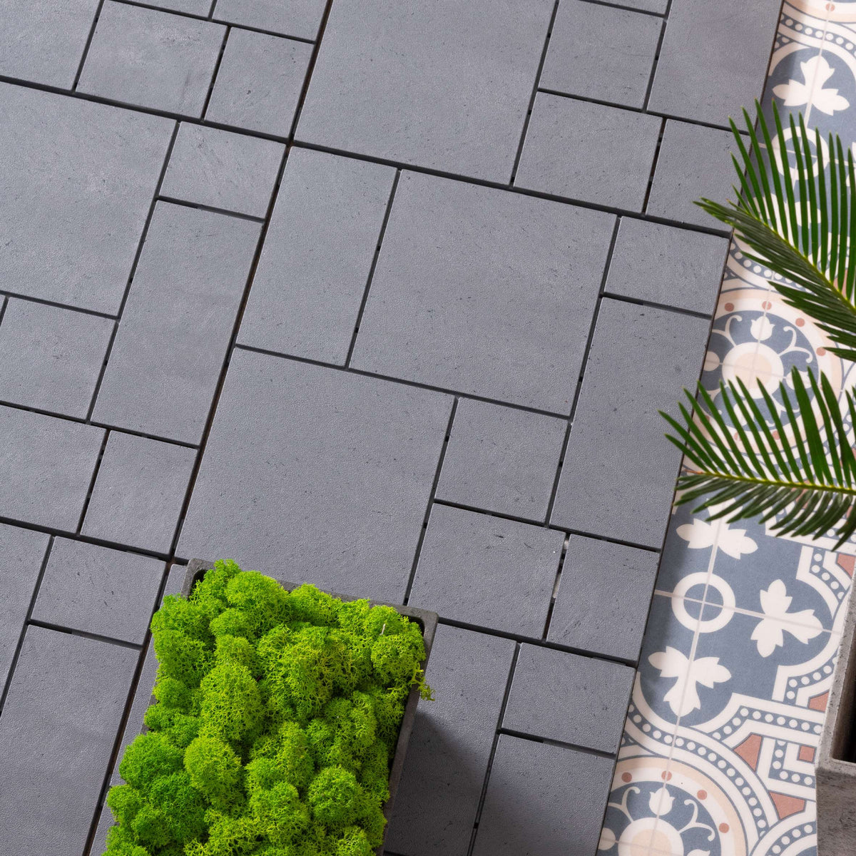 Pack Of 10 Mosaic Composite Interlocking Decking Tiles | Light Grey