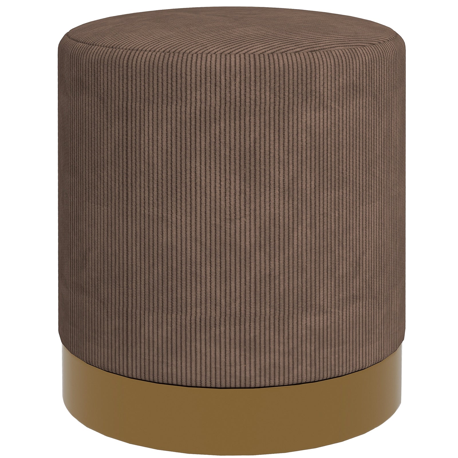 Modern Round Footstool, Fabric Upholstered Foot Rest | One Size | Brown