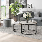 Stacking Coffee Tables Set, Marble Effect | Dove Gray