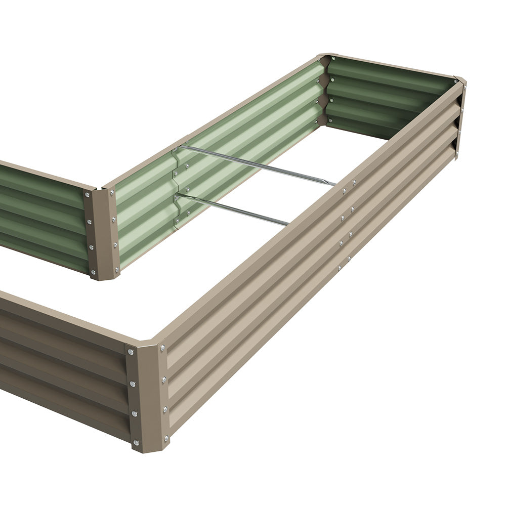 L-shaped Galvanized Steel Raised Garden Bed | One Size | Brown