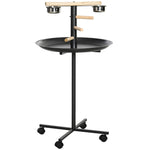 Pawhut Metal Bird Table Play Stand, Bird Feeder Station With Wheels Feeding Bowl