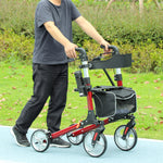 Fully Folding Rollator Walker With Seat, Red
