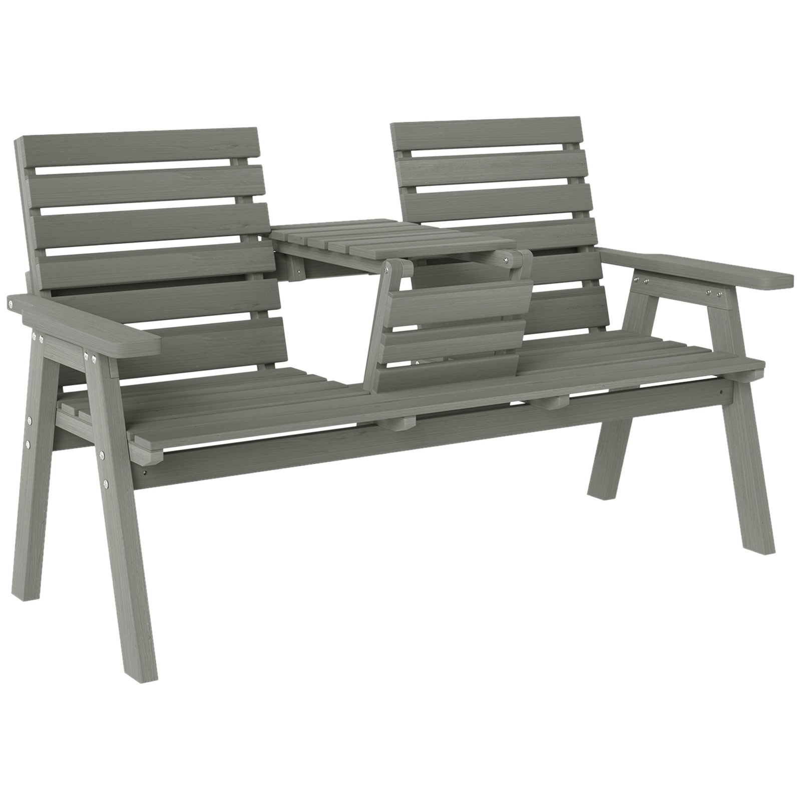 Convertable 3-seater Wood Bench Table Garden W/ Armrests