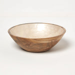 HOMESCAPES Capiz Style Mango Wood Enamel Bowl 25cm