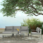 6 Pcs Rattan Garden Furniture Set With Table, Cushion | Light Slate Gray