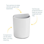 Recycled Utensil Holder - Stone Kitchen Organiser - Two Sections, Organised and Tidy - Made in UK