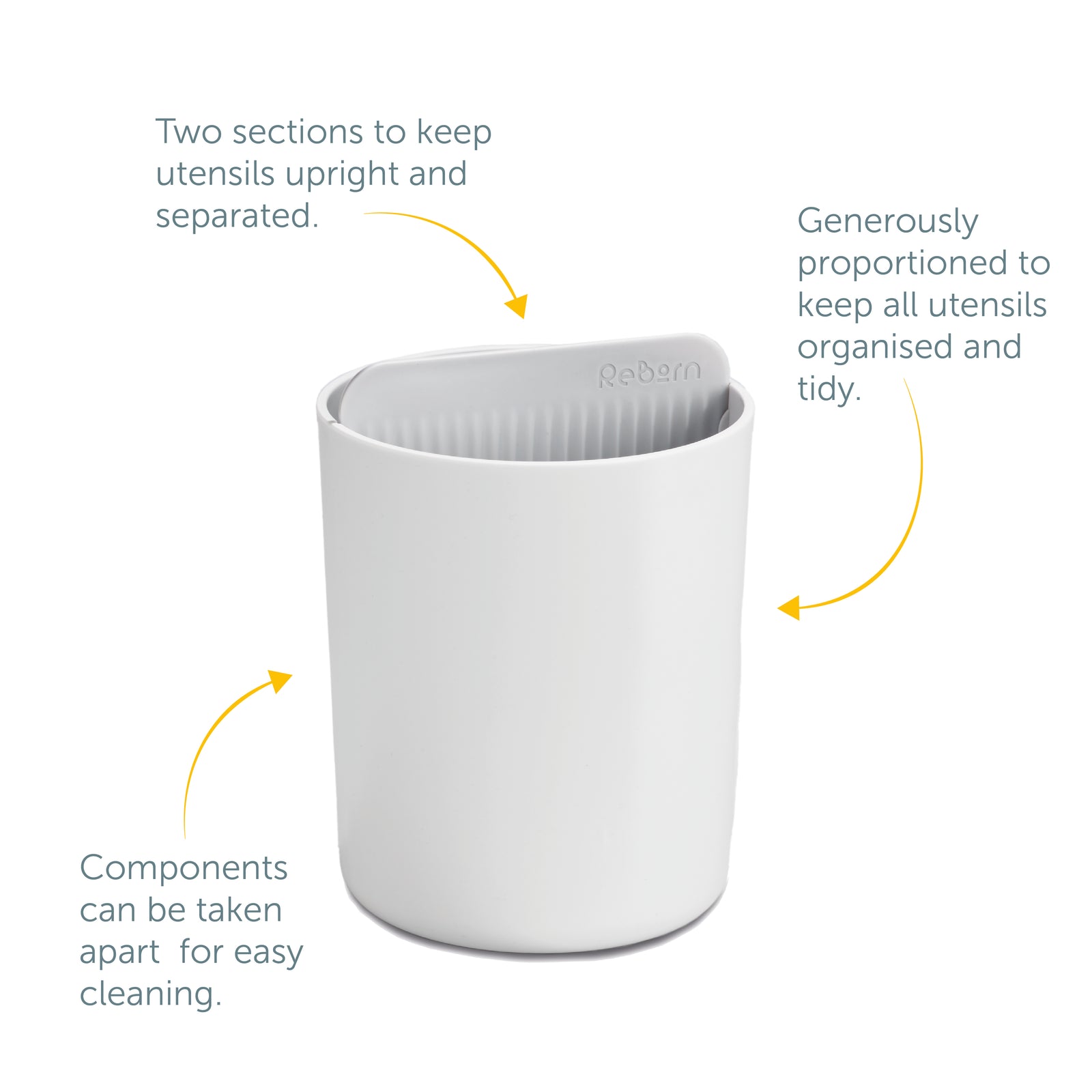 Recycled Utensil Holder - Stone Kitchen Organiser - Two Sections, Organised and Tidy - Made in UK