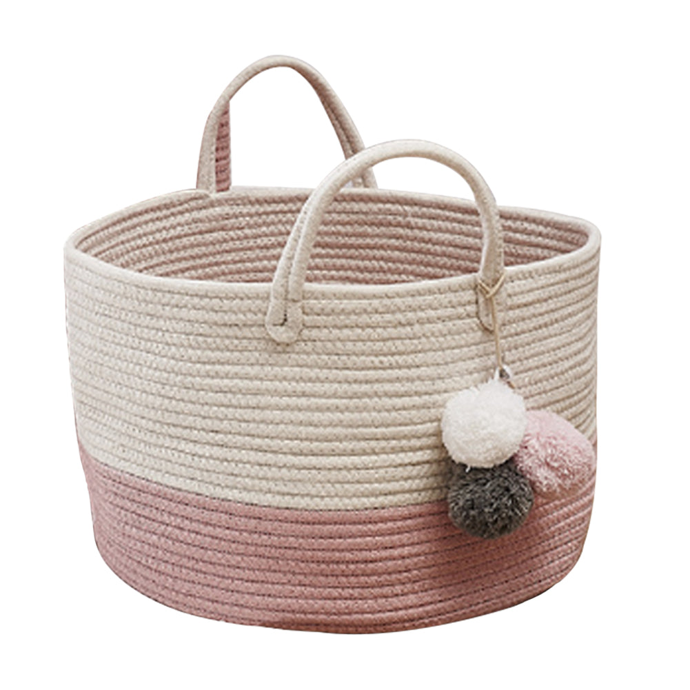Woven Basket Baby Kids Toys Storage Clothes Hamper Laundry Basket | Pink