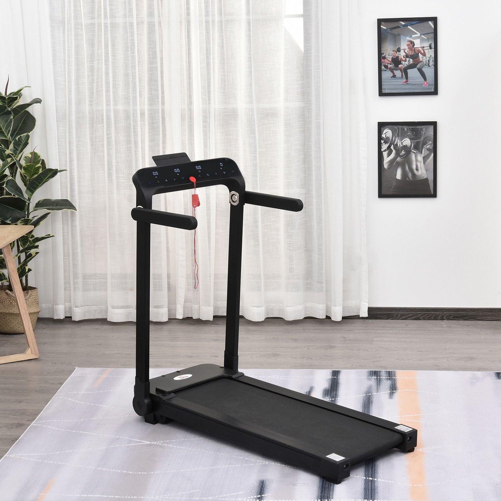 1.85hp Foldable Electric Treadmill Fitness Safety Lock Led