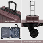 56x45x25cm Large Cabin Carry On Case - Overhead Luggage Suitcase - 4 Spinner Wheels - Abs Hard Shell Cabin Bag | Cabin | Burgundy