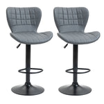 Bar Stools Set Of 2 Pu Leather Adjustable