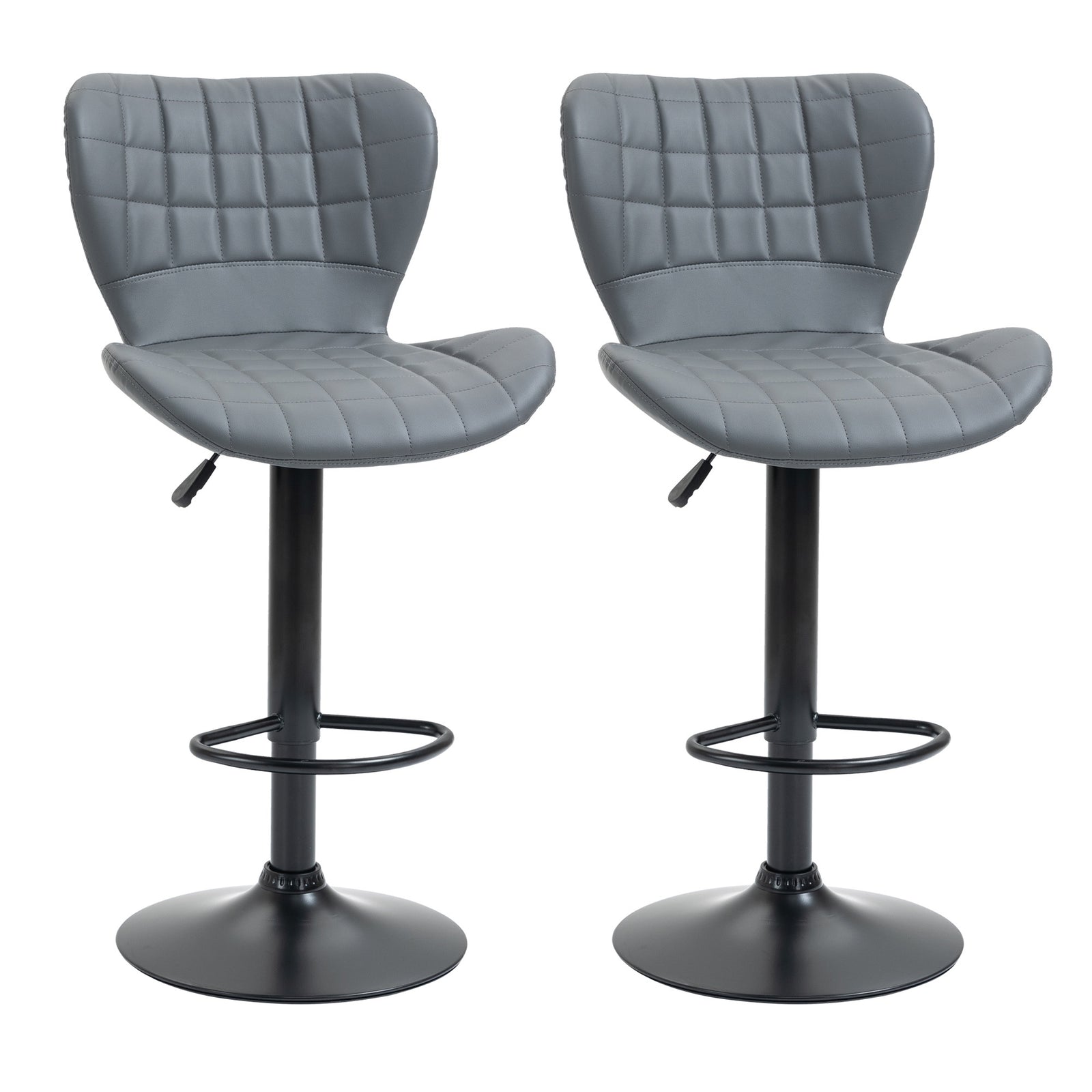 Bar Stools Set Of 2 Pu Leather Adjustable