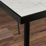 Square Outdoor Dining Table, Marble Effect Top | White