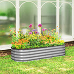 Galvanised Raised Garden Bed Planter Box With Safety Edging | Silver