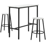 Bar Table Set For 2, Stools, Footrest, White