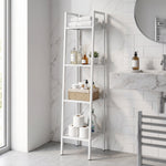 4-tier Freestanding Metal Ladder Shelf With Mesh Shelves | White