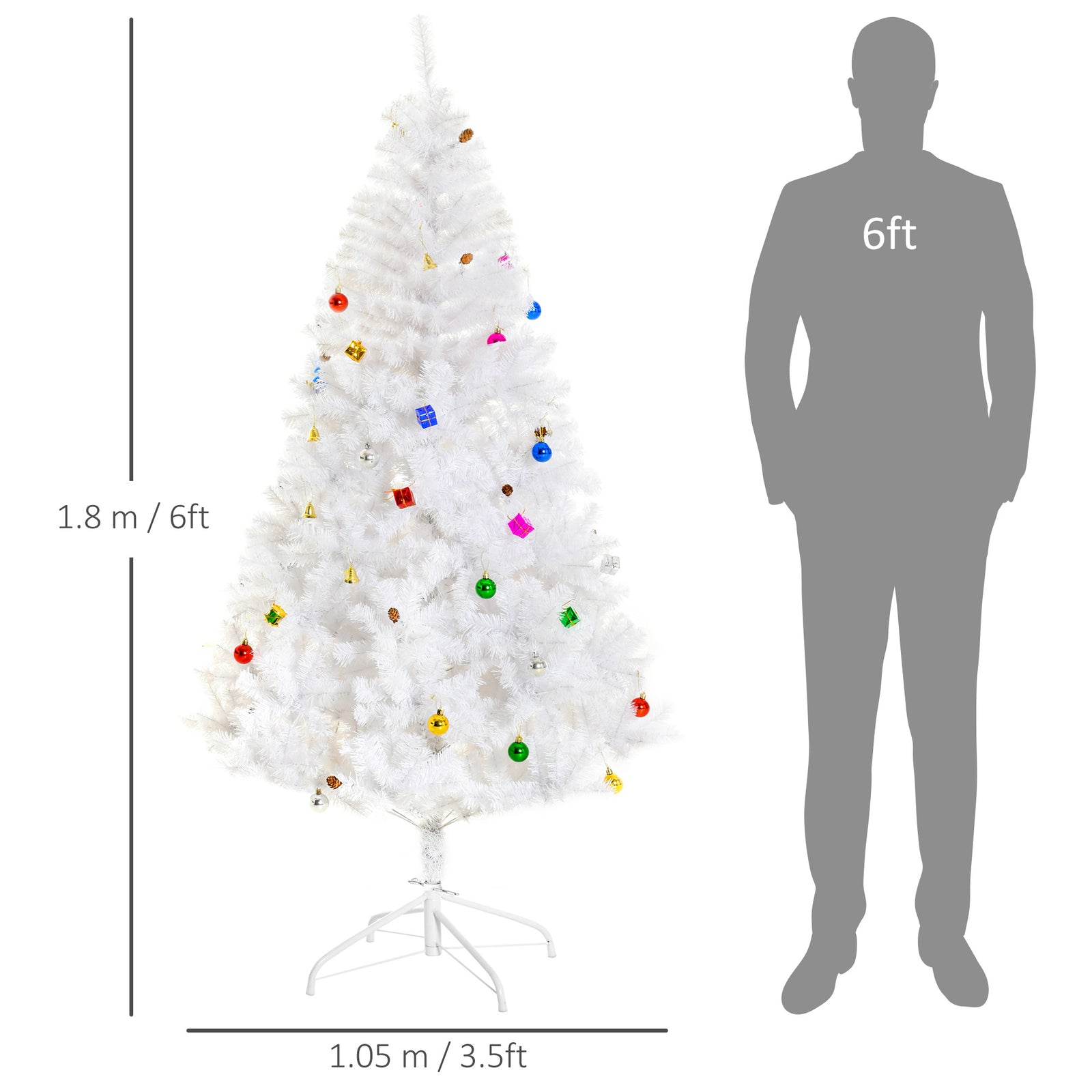 6ft Snow Artificial Christmas Tree W/ Metal Stand Decorations Home White | 6ft | White